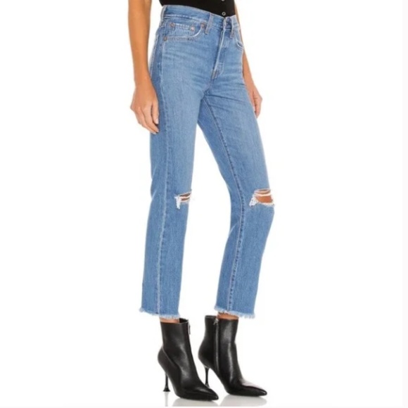 Levi's Wedgie Straight Leg Big E Button Fly High Rise Denim Jeans Size 29 - Picture 3 of 7